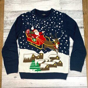 Santa with Ruldolph the Red Nosed Reindeer Christmas Sweater